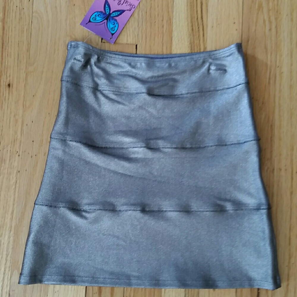 Social Butterfly NWT Silver Bandage Skirt